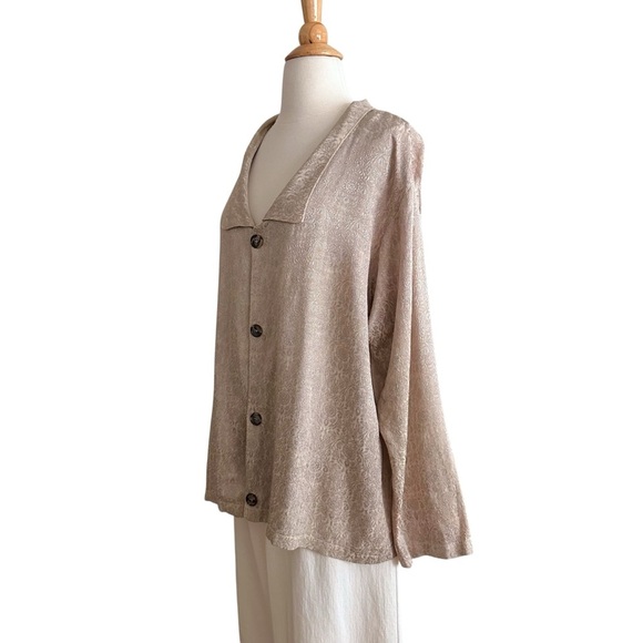 CP SHADES San Francisco Vintage Jacquard Button Up Blouse Long Sleeves Medium - Picture 6 of 13